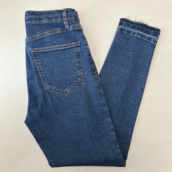 Topshop Jamie Skinny Jeans High Rise Ankle Crop Split Raw Hem Front Seam Blue 26 - Picture 15 of 16